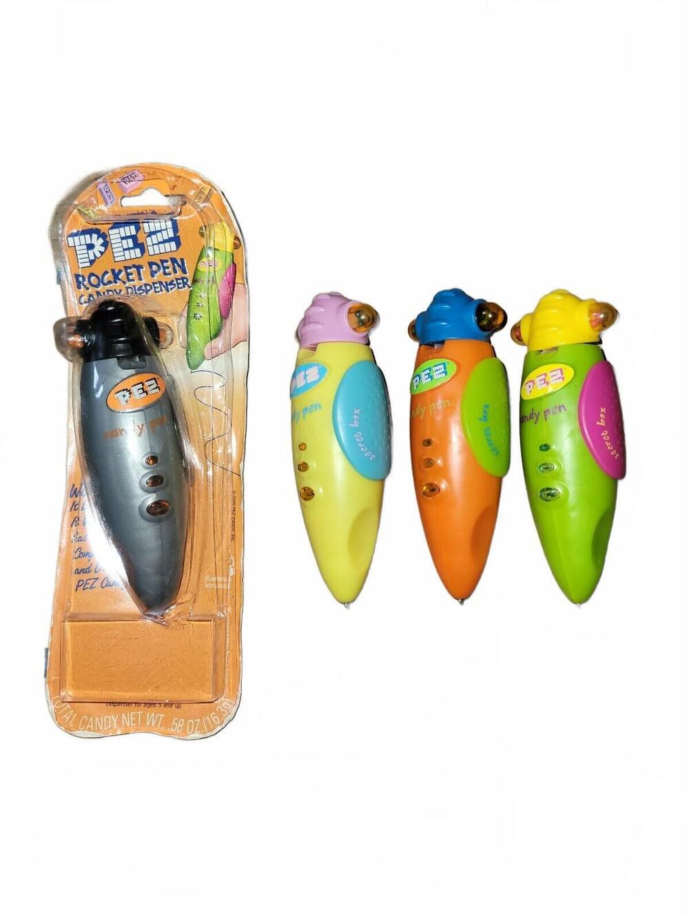 PEZ Rocket Pen Candy Dispenser Multi-Color Set Good Condition